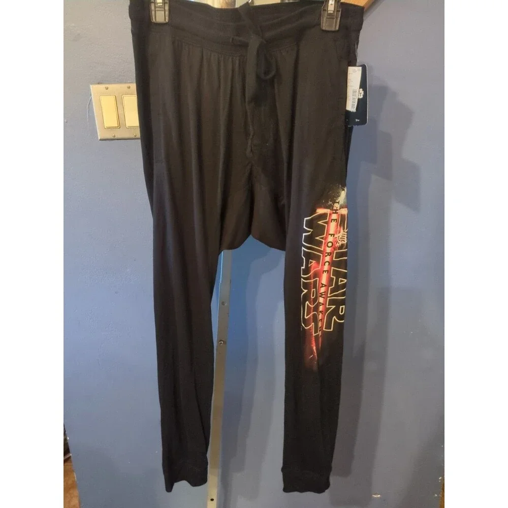 Star Wars The Force Awakens Mens Medium Cotton Blend Black Pocket Joggers gamers
